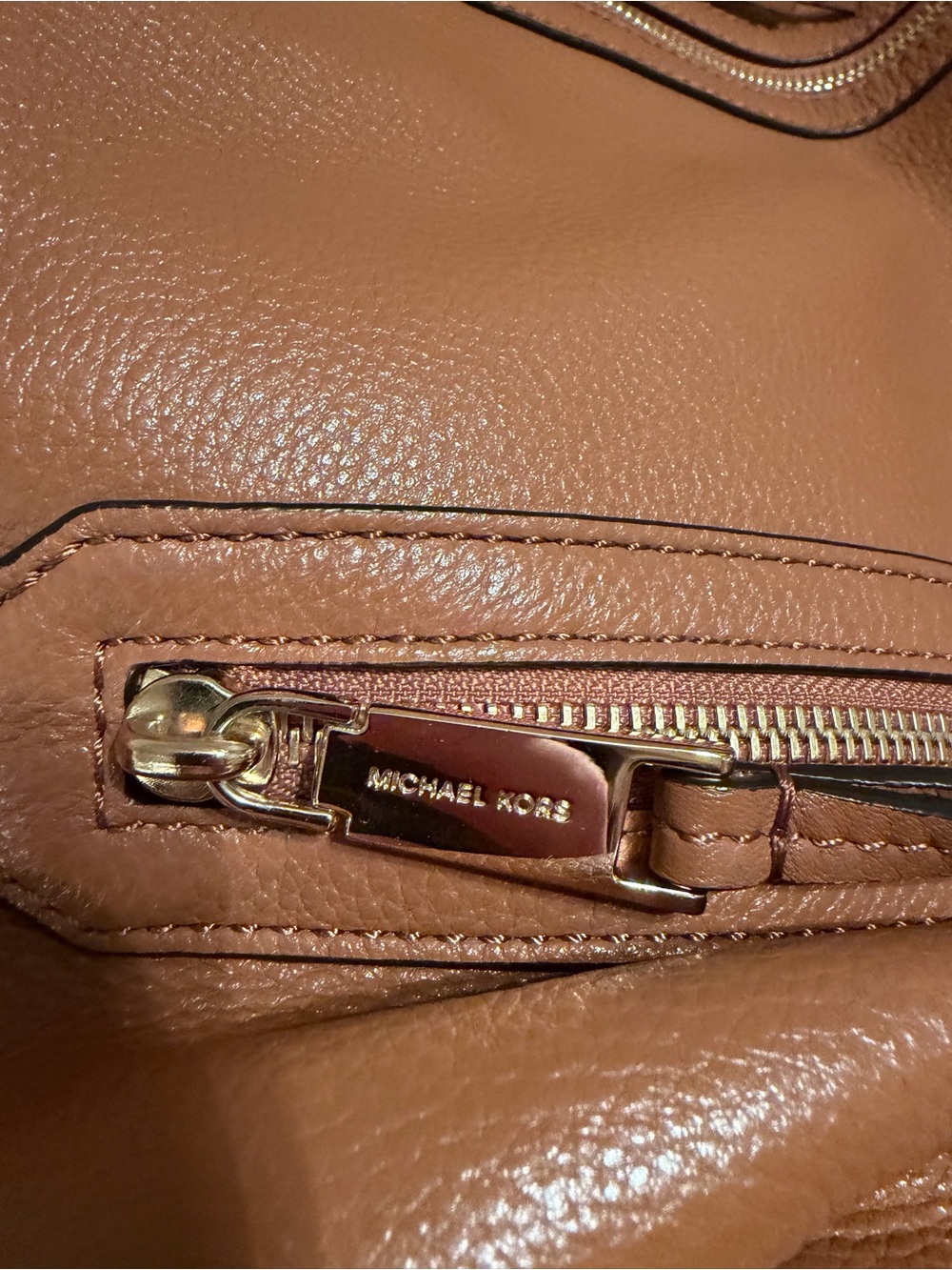 Michael Kors Caramel Pebbled Leather Satchel with Gold Hardware - Picture 11 of 11